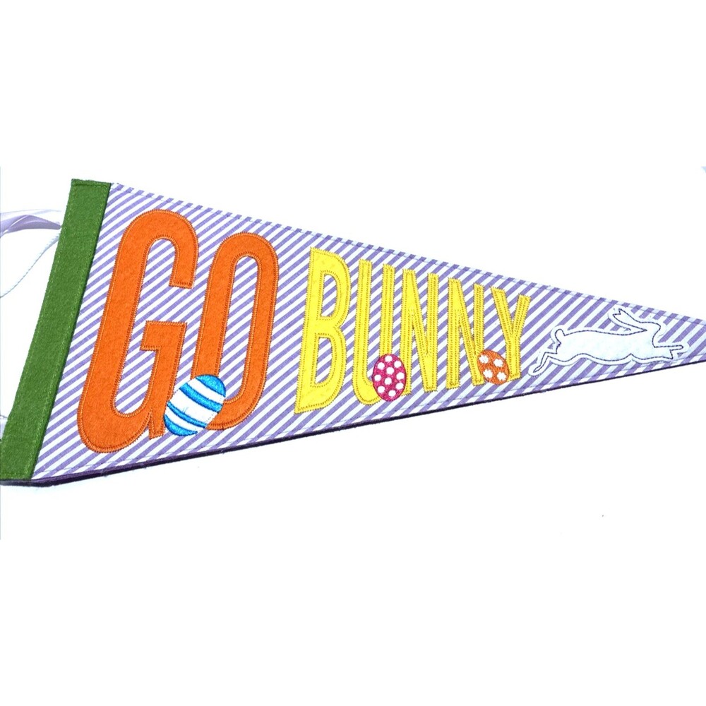 Vintage Easter Felt/Cloth Pennant “Go Bunny” Hanging Decor Celebration